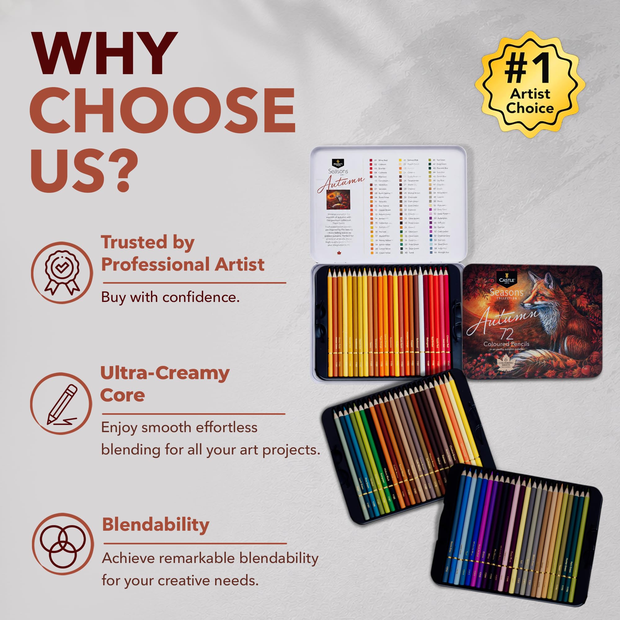 Amazon.com : Castle Art Supplies 72 Autumn Colored Pencil Set